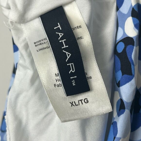 Tahari Blue White Leopard Bikini Set XL Twist Underwire High Waist Resort Swim - Picture 9 of 9